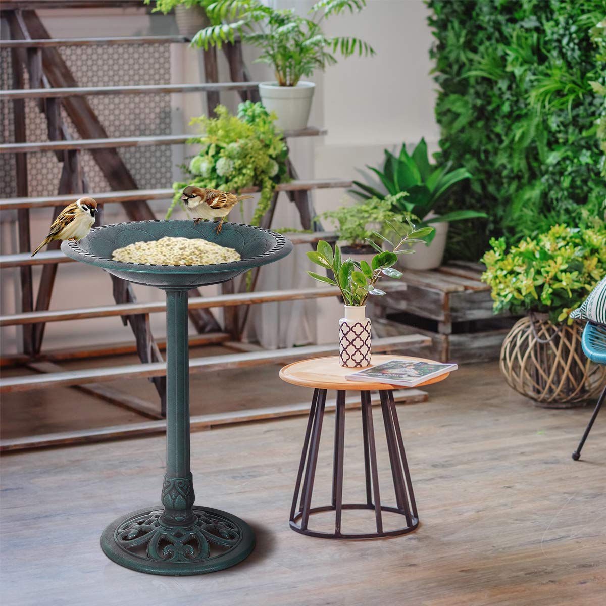COSTWAY Comedero para P&aacute;jaros de Pie Estaci&oacute;n de Alimentaci&oacute;n de Aves para Balc&oacute;n Jard&iacute;n Patio Decoraci&oacute;n Exterior, , large Imagen numero 2
