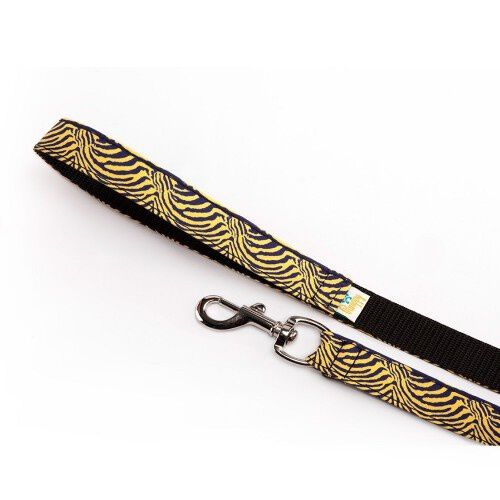 Pamppy correa con estampado de cebra amarilla para perros thumbnail