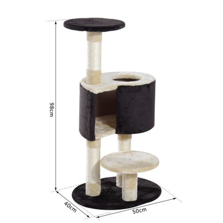 Rascador con caseta PawHut para gatos color Negro, , large image number null