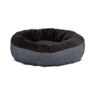 Gauty Cama Redonda Denim y pelo azul y negro para Perros y Gatos