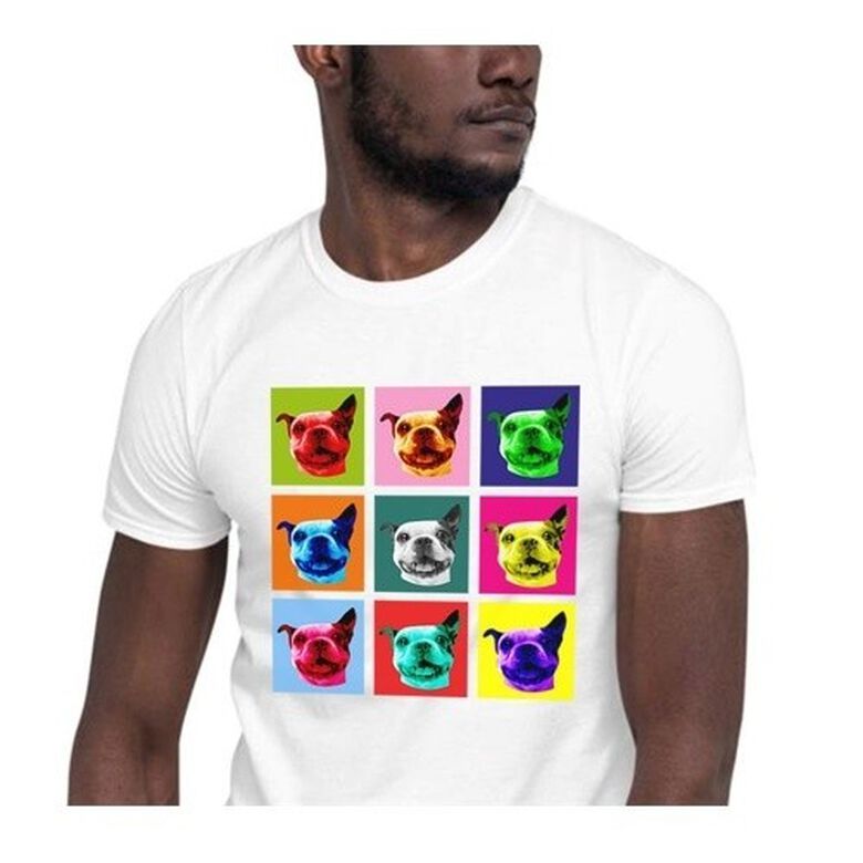 Mascochula camiseta hombre warhol personalizada con tu mascota blanco thumbnail