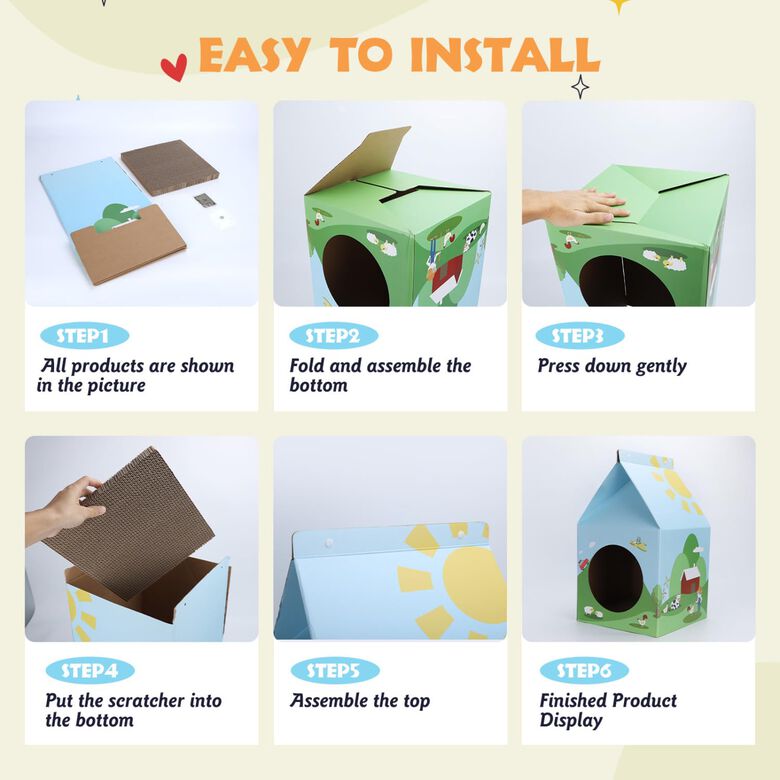 Nobleza Casa para Gatos Cartón con Rascador para Gatos thumbnail