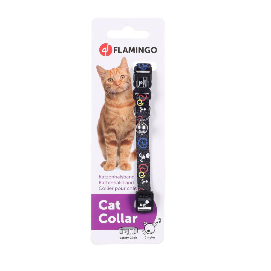 Flamingo Collar Ziggi Estampado Negro para gatos, , large Imagen numero 3