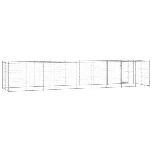 Vidaxl perrera de acero galvanizado plateada para perros thumbnail