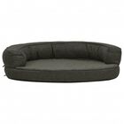 Vidaxl sofá acolchado ovalado con cojín gris oscuro para perros, , large image number null