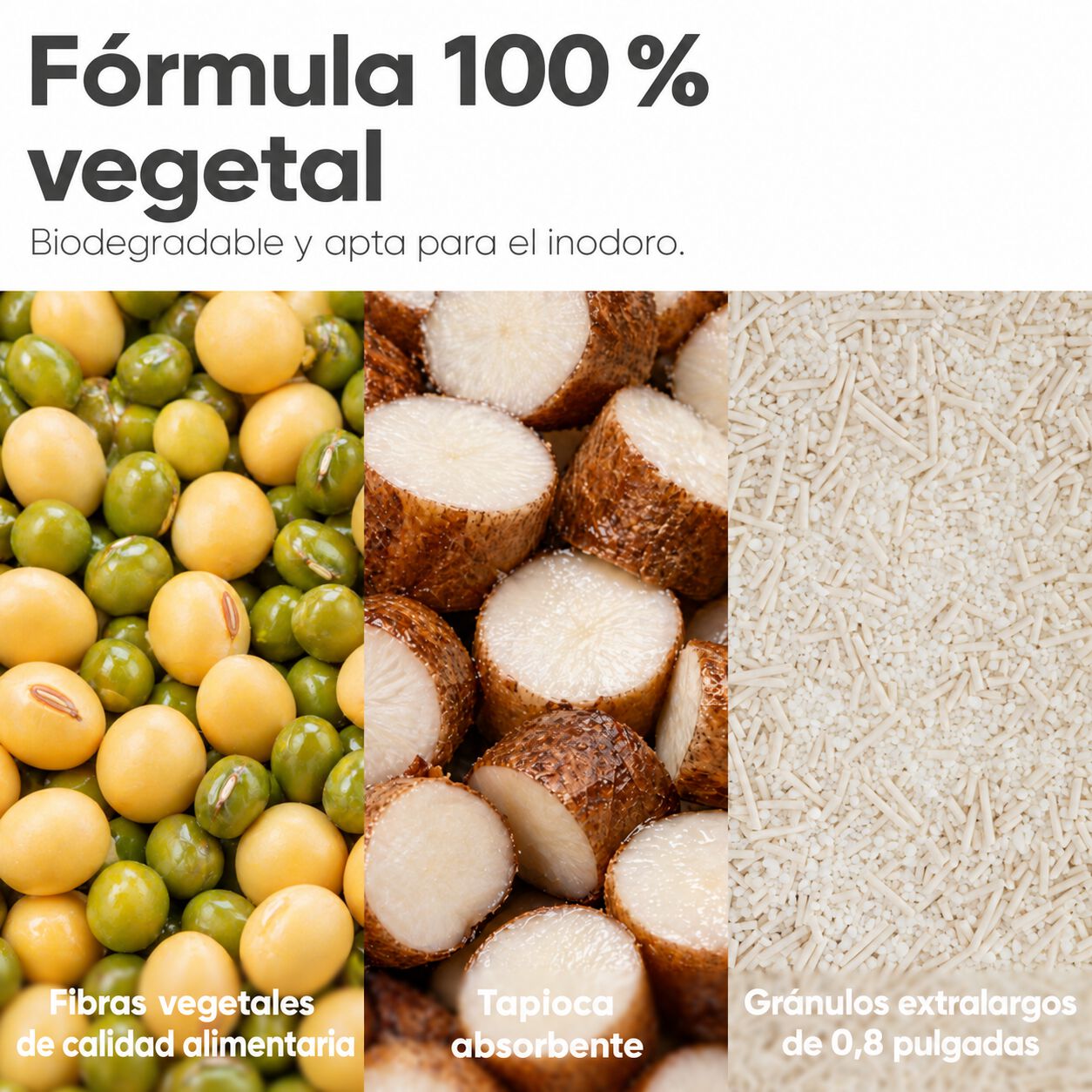 FUKUMARU Arena para Gatos Mixta de Yuca y Tofu &ndash; Aglomeraci&oacute;n R&aacute;pida y Firme, Sin Polvo, Biodegradable, Aroma Natural a Gardenia, Gr&aacute;nulo de 2 mm, , large Imagen numero 2