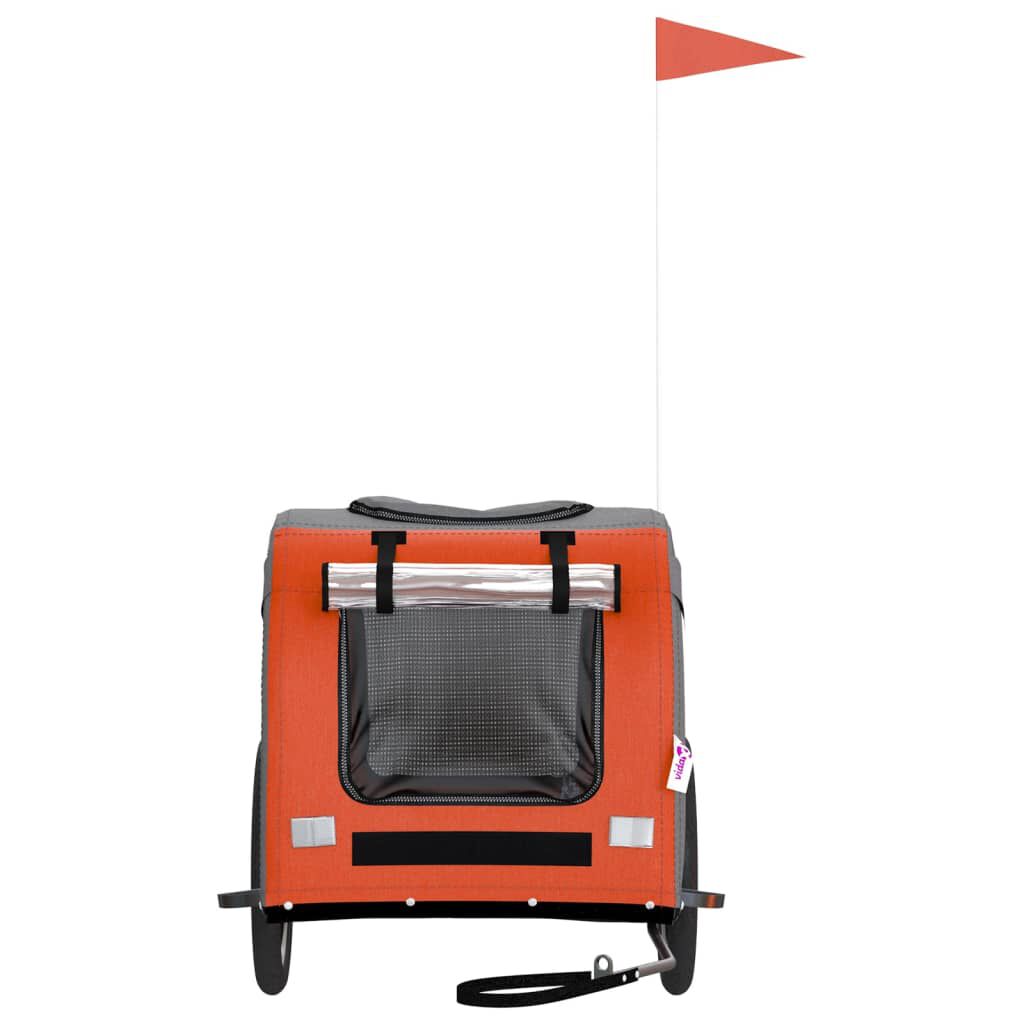 vidaXL Remolque bicicleta para perros hierro tela Oxford naranja gris, , large Imagen numero 3
