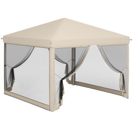Outsunny Carpa Plegable Beige Para Exterior Cenador De Jardín Portátil 