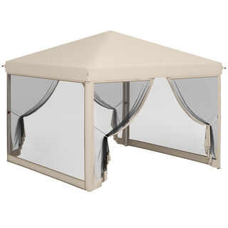 Outsunny Carpa Plegable Beige Para Exterior Cenador De Jardín Portátil 