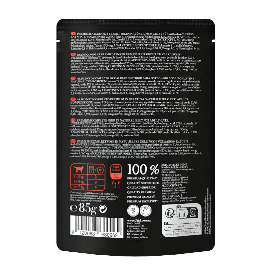 Cat&#039;s Love Adult Vacuno en Gelatina sobre para gatos thumbnail