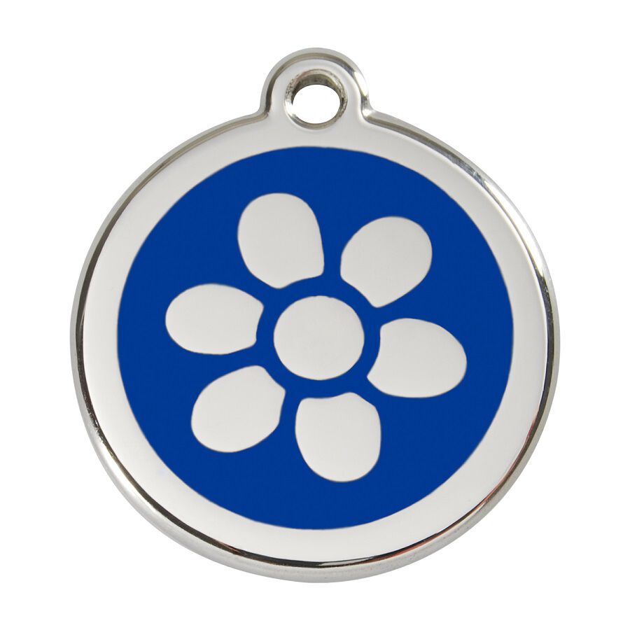 Placa identificativa Acero Inoxidable Esmalte Flor Azul para perros, , large Imagen numero 1