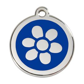 Red Dingo Placa identificativa Acero Inoxidable Esmalte Flor Azul para perros