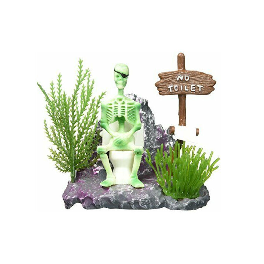 Penn-Plax Esqueleto en Toilet para decoración de acuarios