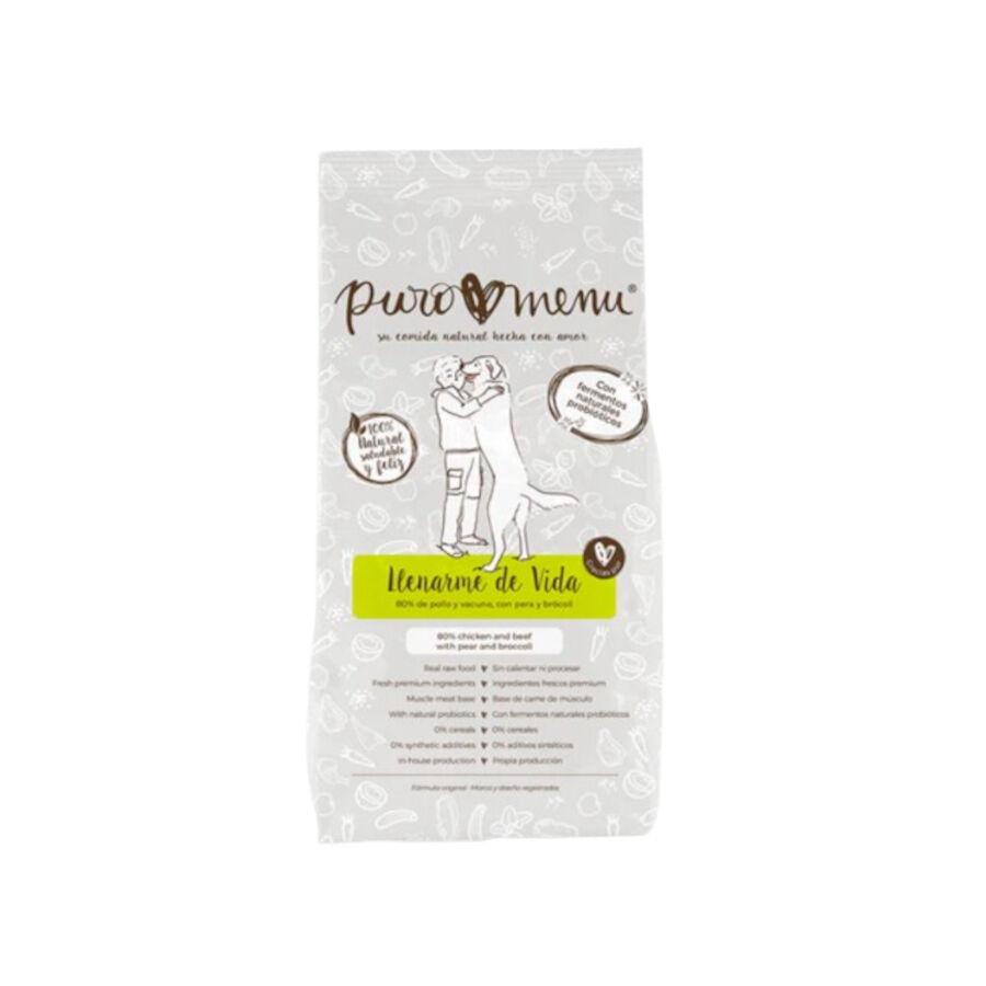 Puro Menú Barf Llenarme de Vida Ternera y Pollo comida congelada para perros