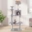 COSTWAY &Aacute;rbol Rascador para Gatos 158 CM, Torre Multinivel con 2 Cuevas Grandes,Hamaca, 3 Postes Rascadores de Sisal, Rampa y Bola Colgante, Torre Rascador de Felpa para Gatos (Gris Claro), , large indicador imagen numero 2