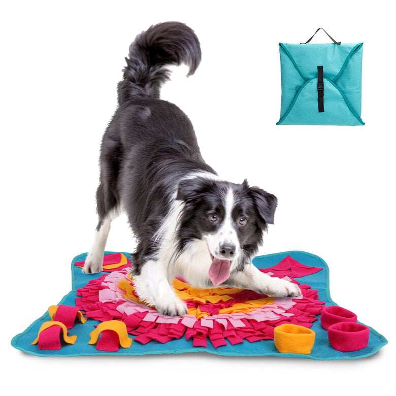 Nobleza - Alfombra Olfativa Juego de Inteligencia para Perros – Juguete Interactivos Snuffle Mat para Perros - Estera de Alimentación Lenta Portátil para Entrenamiento de Forrajeo, 70*70cm