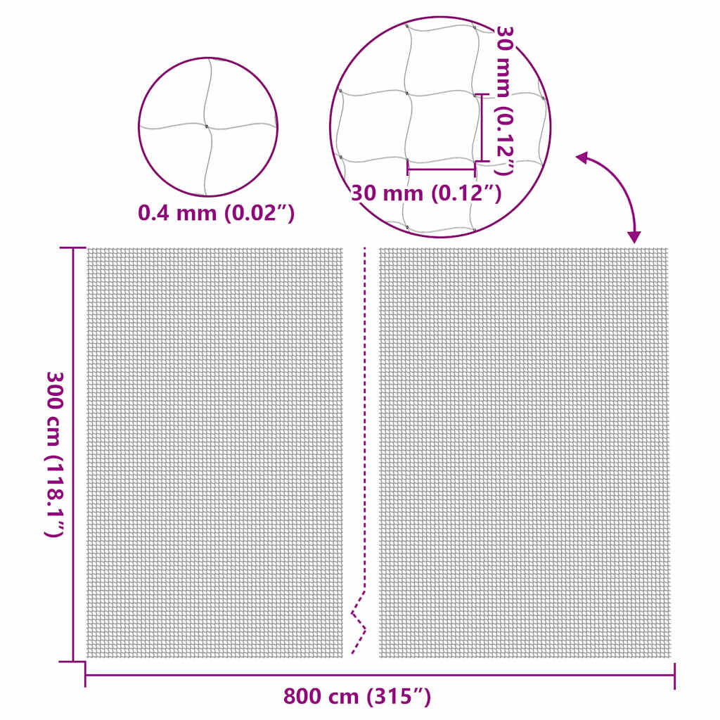 vidaXL Red transparente para gatos, 6x3 m, nailon, , large Imagen numero 16