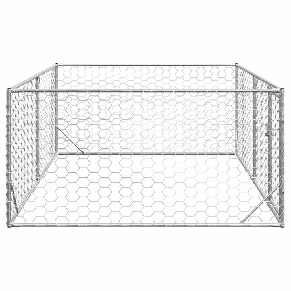 vidaXL Perrera de exterior puerta acero galvanizado plateado thumbnail