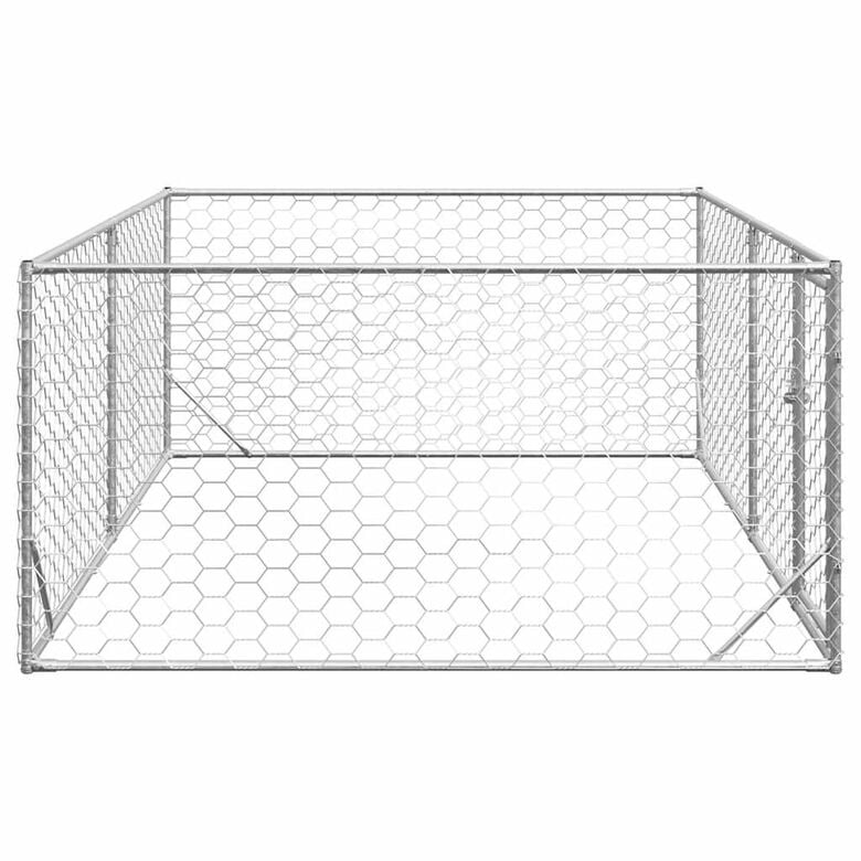 vidaXL Perrera de exterior puerta acero galvanizado plateado thumbnail