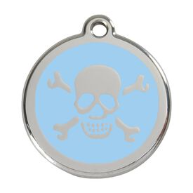 Red Dingo Placa identificativa Acero Inoxidable Esmalte Cruz Hueso Azul Claro para perros