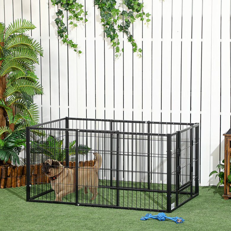 PawHut Parque negro de 6 Paneles con Ancho Ajustable para mascotas, , large image number null