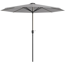 Outsunny Sombrilla De Jardín Parasol De Terraza Con Luces Led Gris Claro
