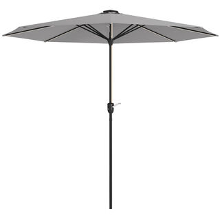 Outsunny Sombrilla De Jardín Parasol De Terraza Con Luces Led Gris Claro