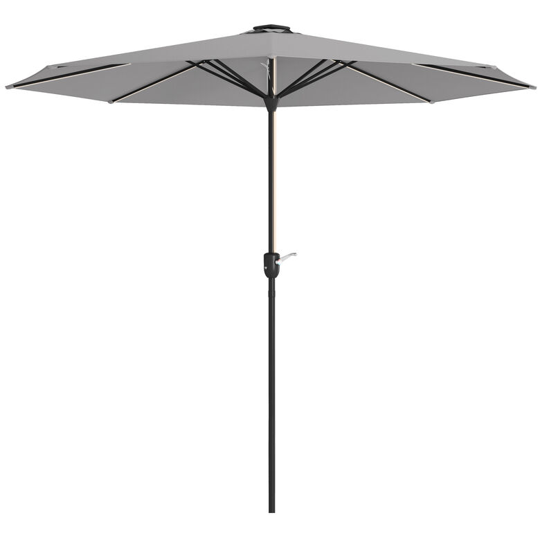 Outsunny Sombrilla De Jardín Parasol De Terraza Con Luces Led Gris Claro thumbnail