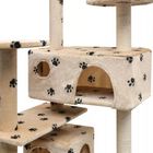 Rascador con poste de sisal para gatos color Beige Huellas, , large image number null