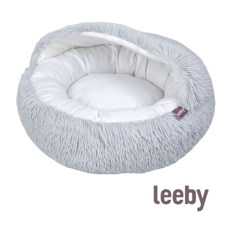Leeby Cama Cueva Antiestrés Gris para gatos thumbnail