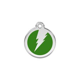 Red Dingo Placa identificativa Acero Inoxidable Esmalte Rayo Verde para perros
