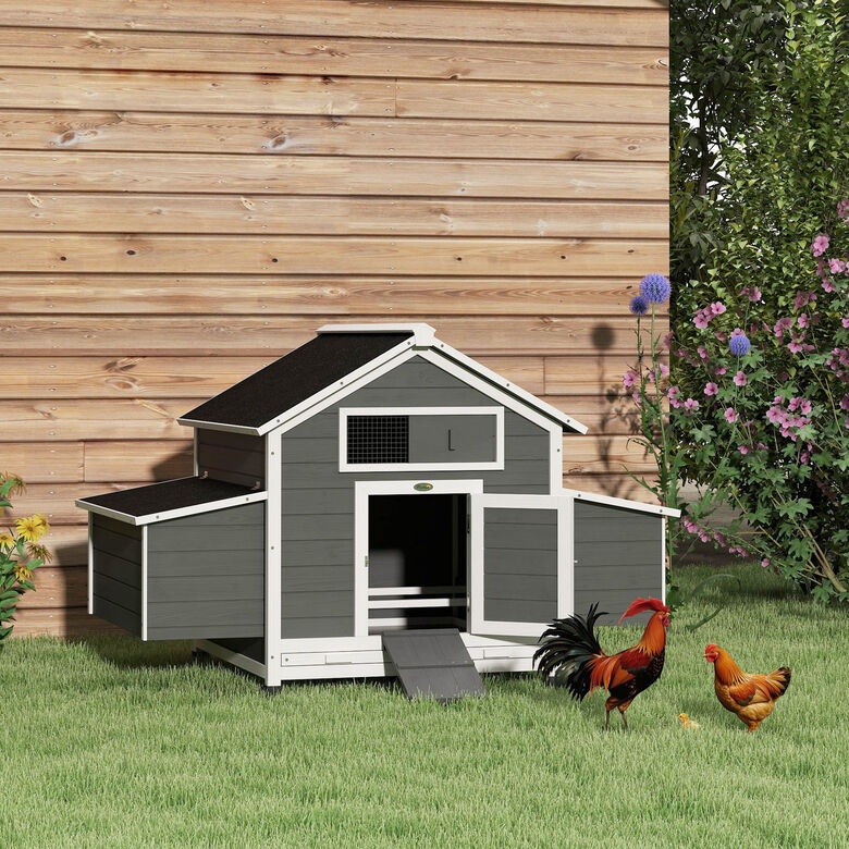 PawHut Gallinero Exterior Gris y Blanco thumbnail