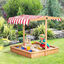 Outsunny Arenero Infantil de Madera con Techo Inclinable Ajustable en Altura y 2 Cubetas de Plástico Cajón de Arena de Jardín para Niños +3 Años 107,5x107,5x110 cm Natural, , large indicador imagen numero 2