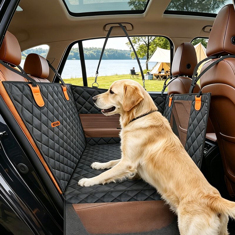 Nobleza Funda de Asiento de Coche para Perros tipo Hamaca, Protector de Asiento Trasero con Ventana de Malla Transpirable, Alfombra Antideslizante e Impermeable para Mascotas, Dise&ntilde;o de Media Silla Ideal para Viajar con Ni&ntilde;os, , large Imagen numero 3