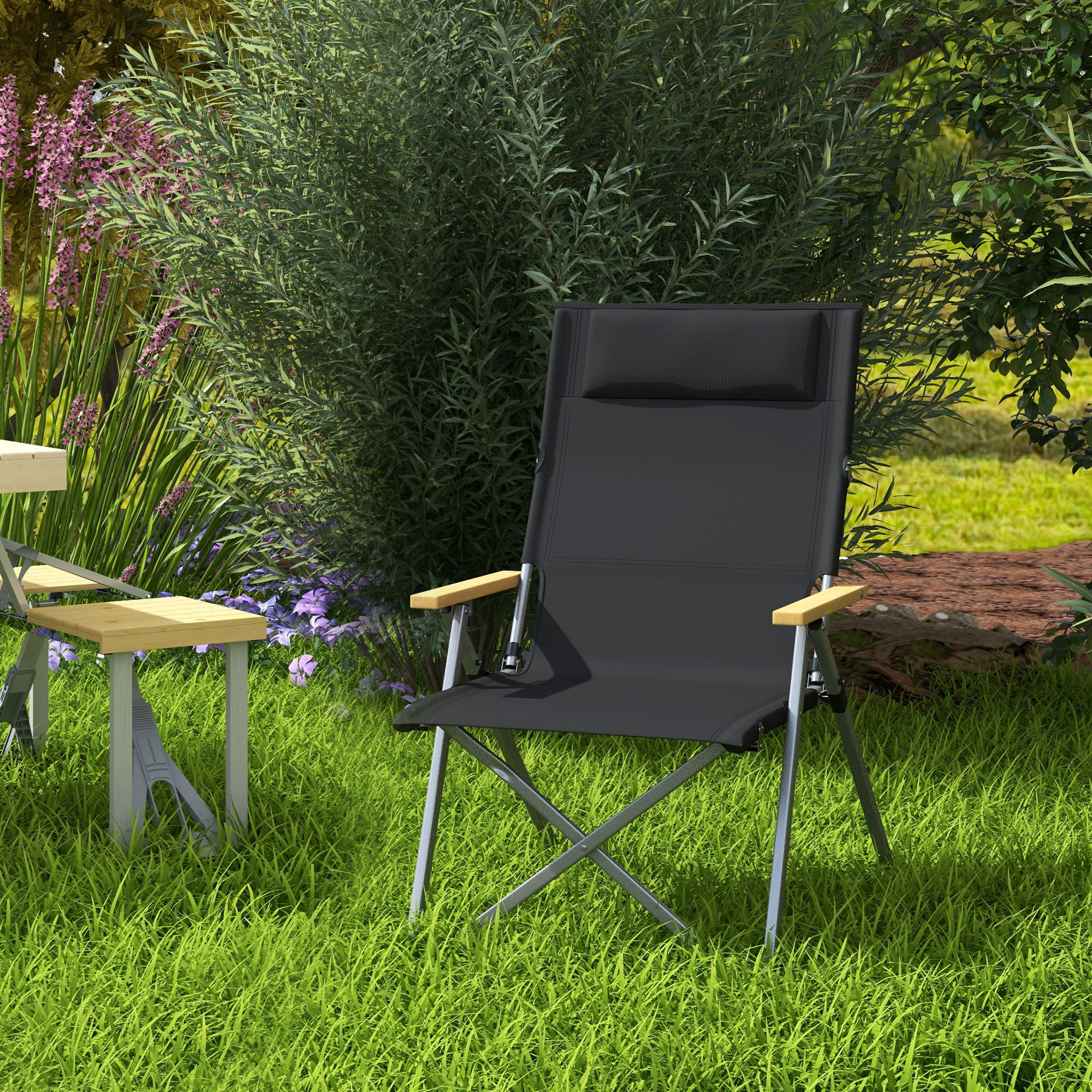 Outsunny Silla de Camping Negro, , large Imagen numero 2