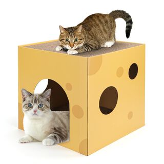 Nobleza Casa Gato con Rascador de Cartón y Hierba Gatera para Gatos