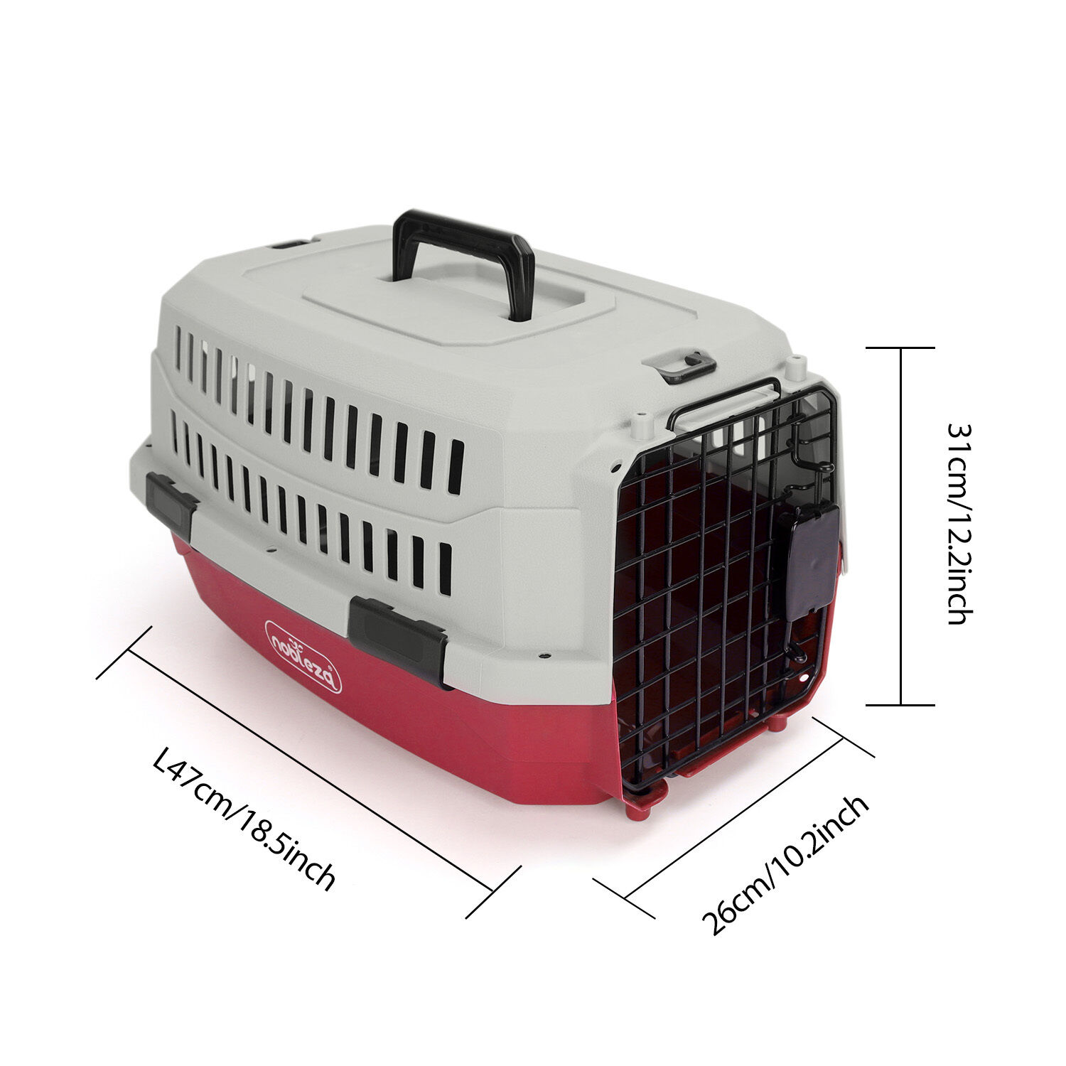 Nobleza Transportin de Plástico Rojo y Gris para perros y gatos thumbnail