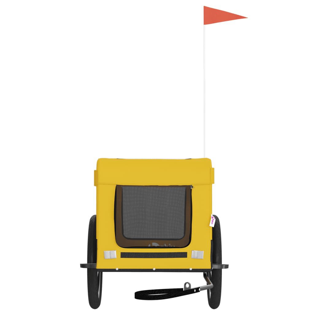 vidaXL Remolque bicicleta de perros hierro tela Oxford amarillo negro, , large Imagen numero 9