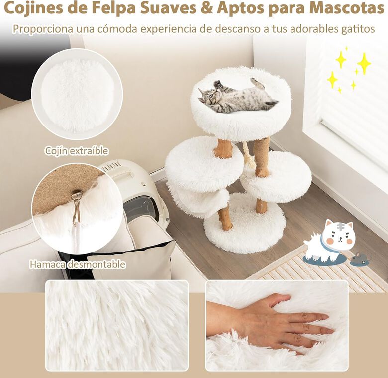 COSTWAY Árbol  Rascador de Madera Maciza para Gatos thumbnail