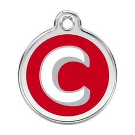 Red Dingo Placa identificativa Acero Inoxidable Esmalte Alfabeto Letra C Rojo para perros