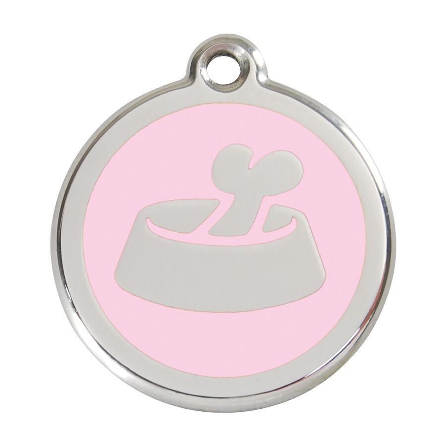 Placa identificativa Acero Inoxidable Esmalte Hueso en Cuenco Rosa para perros, , large Imagen numero 1
