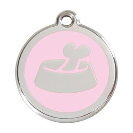Red Dingo Placa identificativa Acero Inoxidable Esmalte Hueso en Cuenco Rosa para perros
