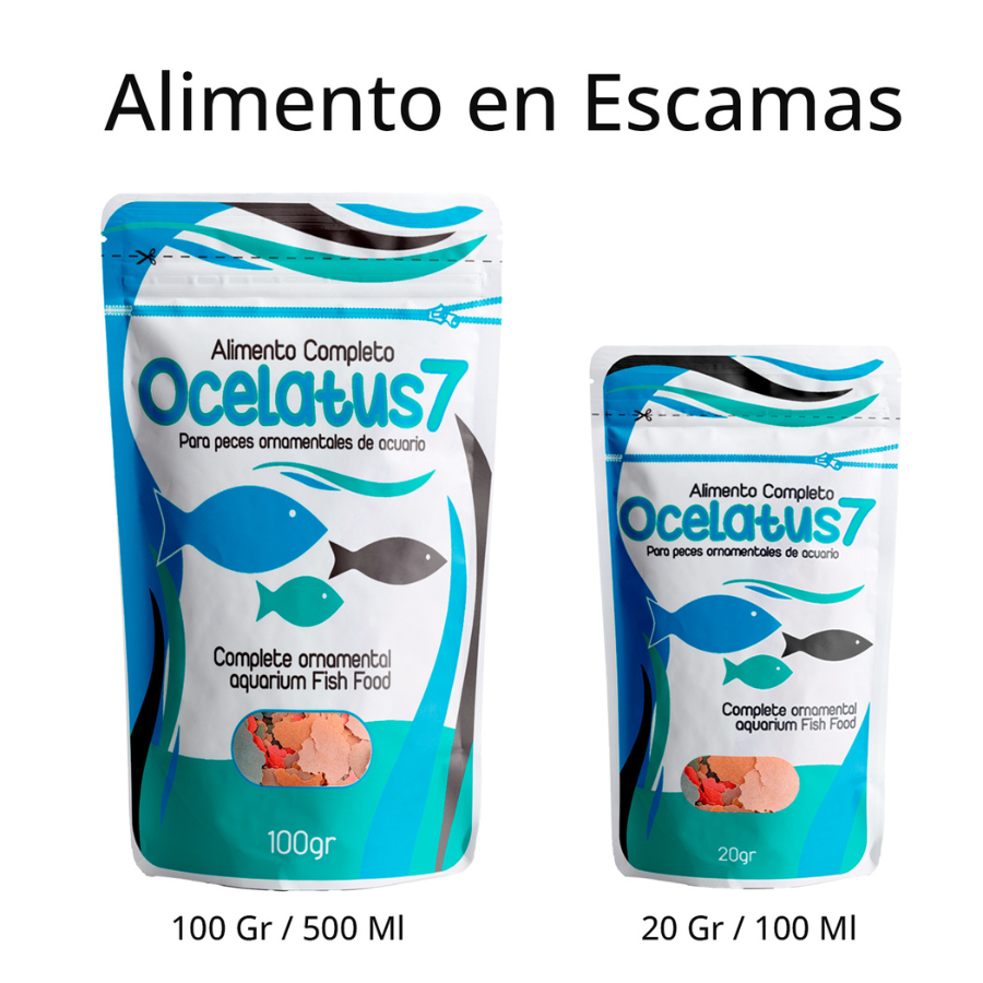 Alimento ESCAMAS Peces Tropicales NO ENTURBIA el Agua OCELATUS7  100GR - 500ML, , large Imagen numero 2