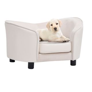 Vidaxl sofá grueso acolchado crema para perros