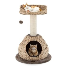 COSTWAY Árbol con Palo Rascador en Sisal Natural y Nicho Relajante para gatos