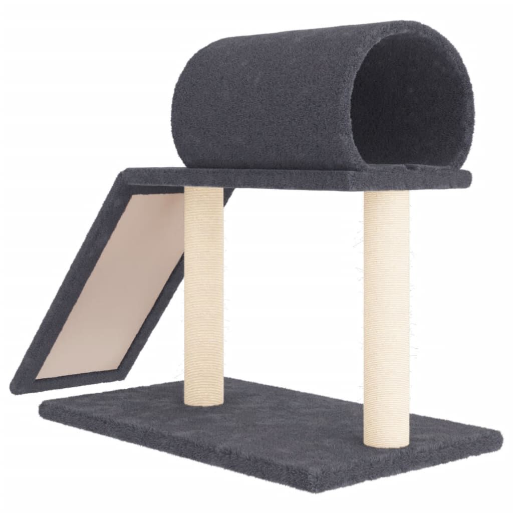 vidaXL Rascador para gatos con t&uacute;nel y escalera gris oscuro 55,5 cm, , large Imagen numero 4