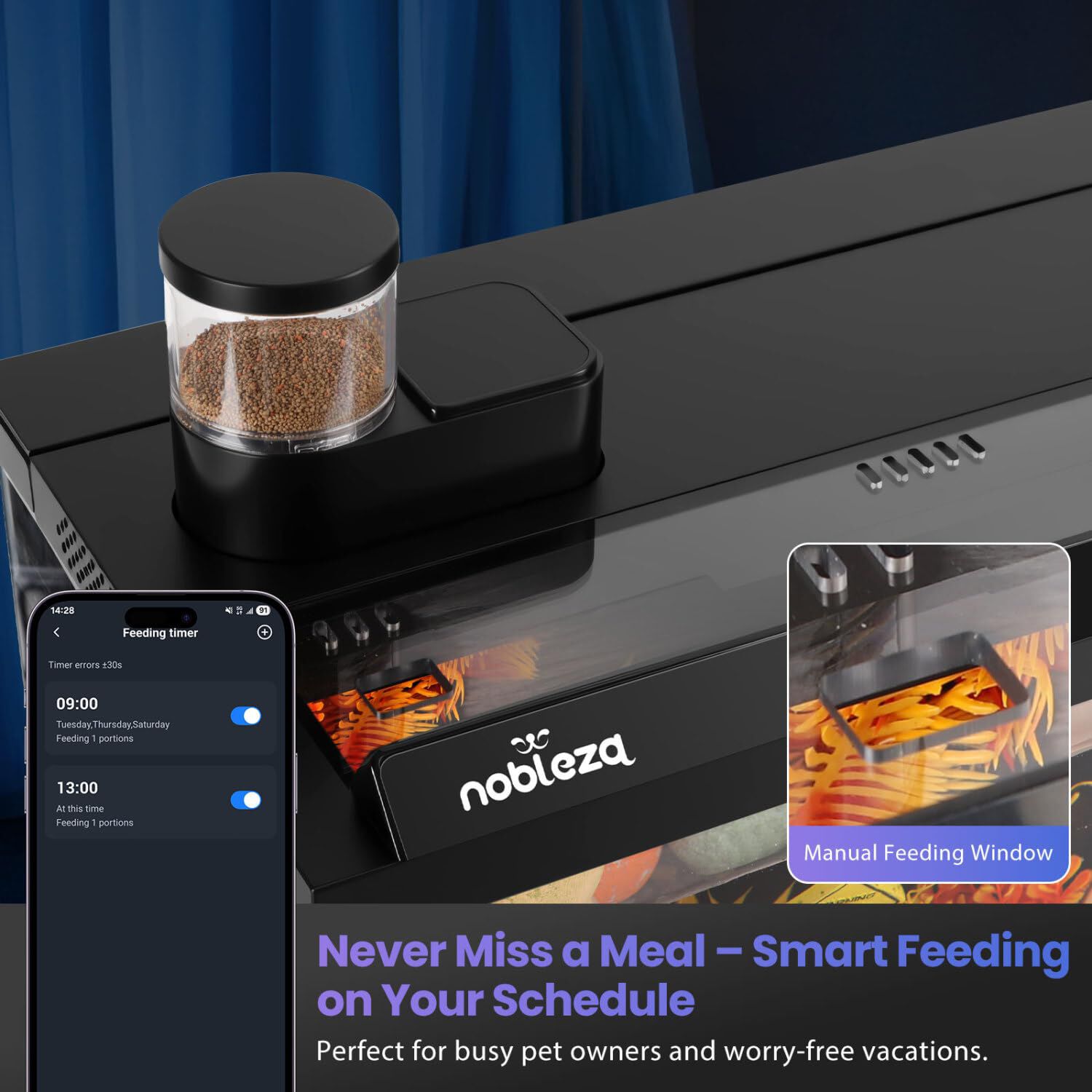 Nobleza Acuario Inteligente 30L - Control por App/Google Assistant/Alexa - Pecera Inteligente con Triple Filtración, Alimentación Remota, Drenaje Automático en 1 Toque - Color Negro thumbnail