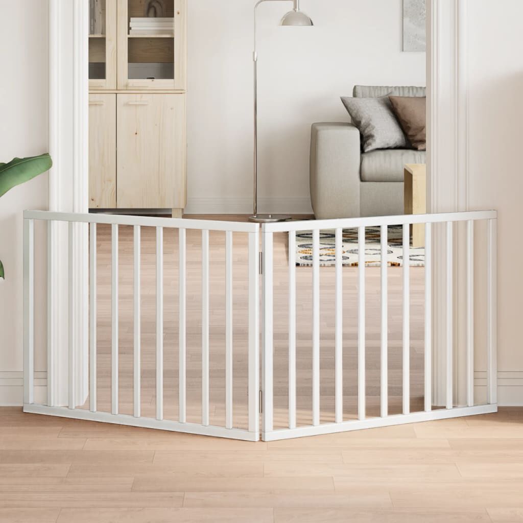 vidaXL Puerta para perros plegable 2 paneles madera &aacute;lamo blanca 160cm, , large Imagen numero 7