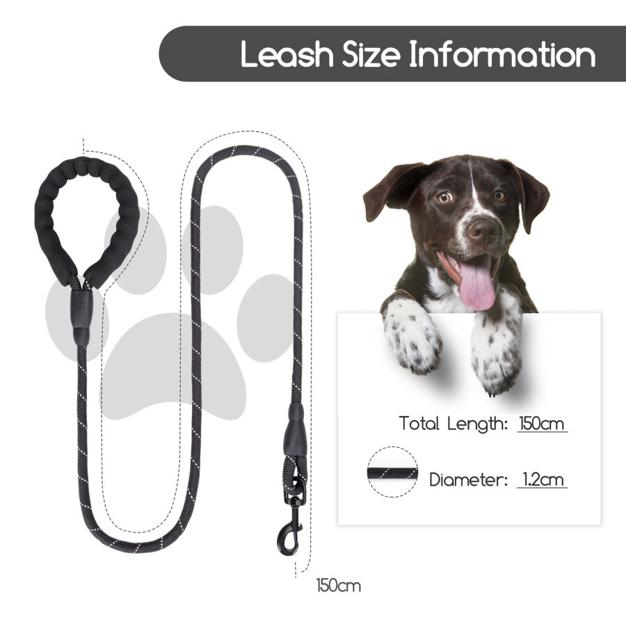 Nobleza Correa de Perro Reflectante de 1.5m, Correr Adiestramiento Correas Antitirones Extensibles Cuero Nylon con Acolchado C&oacute;modo, para Perro Peque&ntilde;o Perro Mediano y Perro Grande, , large Imagen numero 3