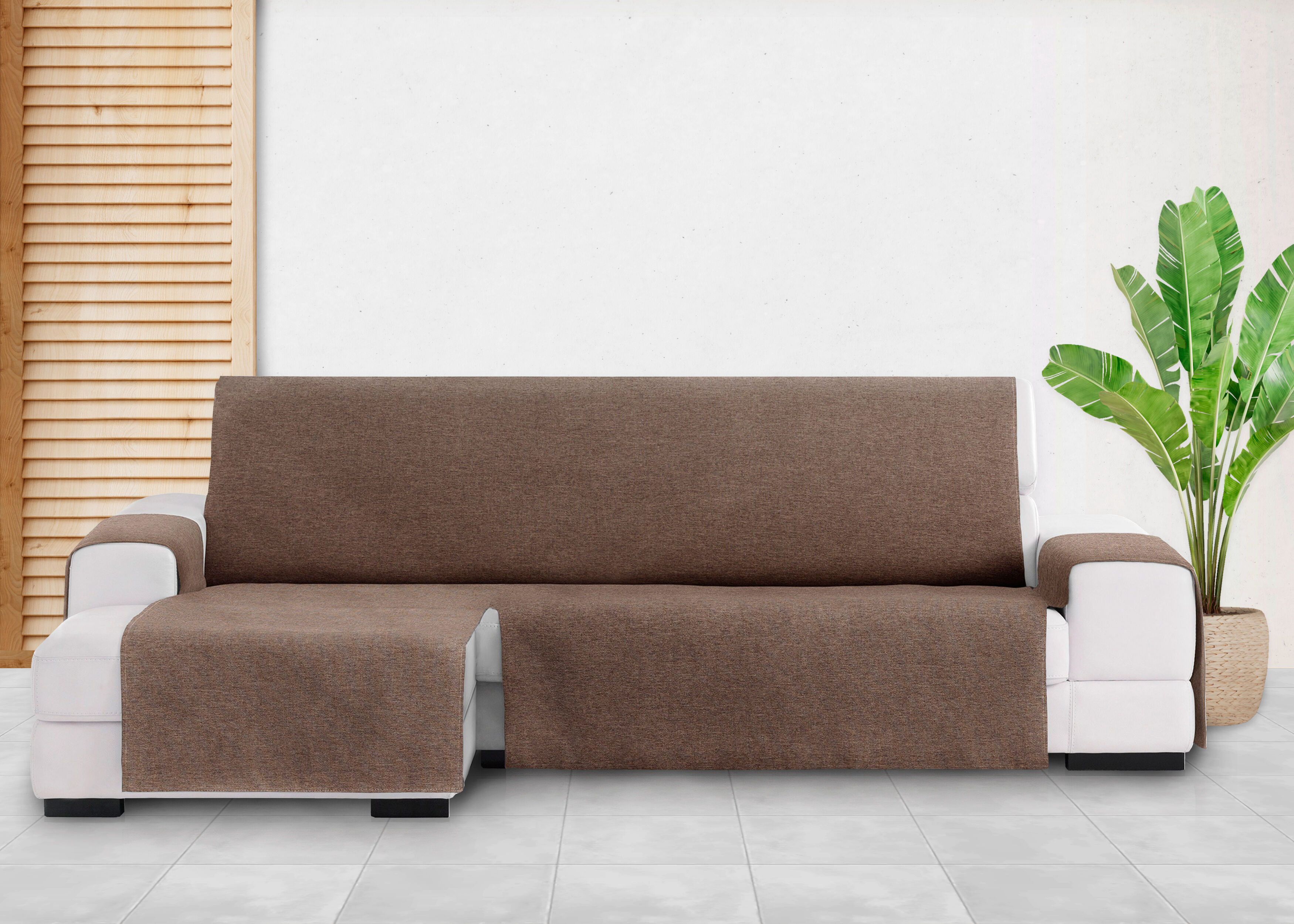 Vipalia Protector Cubre Sof&aacute; Chaise Izquierdo 240 Color Marr&oacute;n Modelo Brisa, , large Imagen numero 4